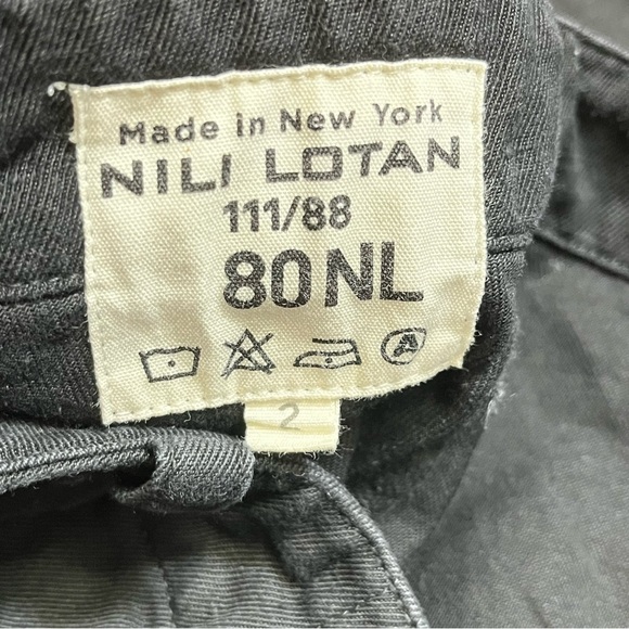 Nili Lotan Paris Cropped Pants Relaxed Fit Dropped Crotch in Black Sz 2 - Picture 9 of 10